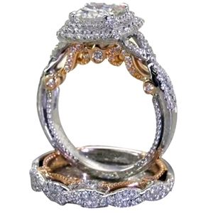 🎀2pc 925/Rose Gold Princess Sapphire Ring